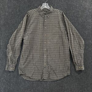 Eddie Bauer Shirt Men's Large Tall Gray Blue Plaid Button Down Casual Pocket